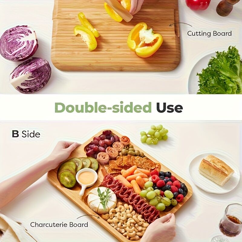 1pc Cheese Tray with Transparent Acrylic Lid - Portable Deli Platter for Camping, Parties, Restaurants | Holiday Appetizer, Deli and Snack Serving Tray, Back Can Be Used for Cutting Board, Party Snack Organizer, Safe Snapon Lid - Image 6