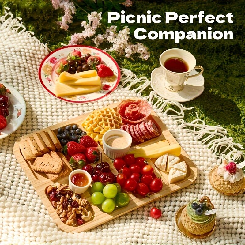 1pc Cheese Tray with Transparent Acrylic Lid - Portable Deli Platter for Camping, Parties, Restaurants | Holiday Appetizer, Deli and Snack Serving Tray, Back Can Be Used for Cutting Board, Party Snack Organizer, Safe Snapon Lid - Image 7