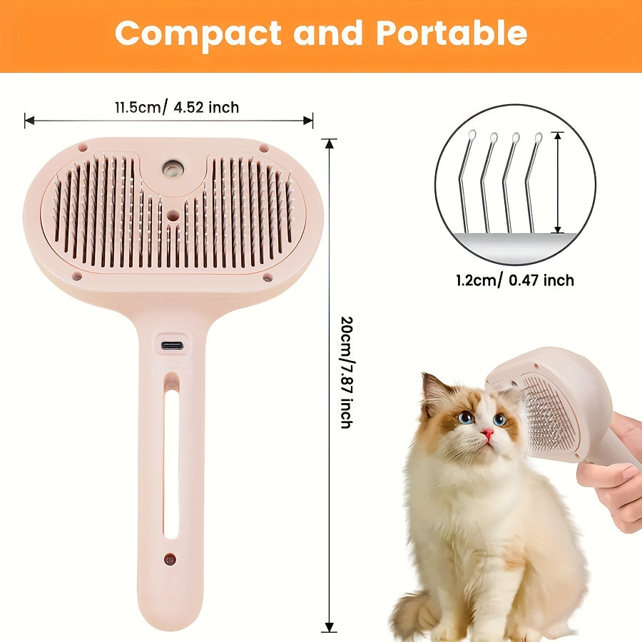 3-in-1 automatic cleaning steam pet brush - anti-static, suitable for long-haired and short-haired cats and dogs grooming tools, remove loose hair and reduce shedding - Image 2