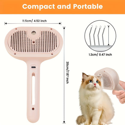 3-in-1 automatic cleaning steam pet brush - anti-static, suitable for long-haired and short-haired cats and dogs grooming tools, remove loose hair and reduce shedding - Image 2