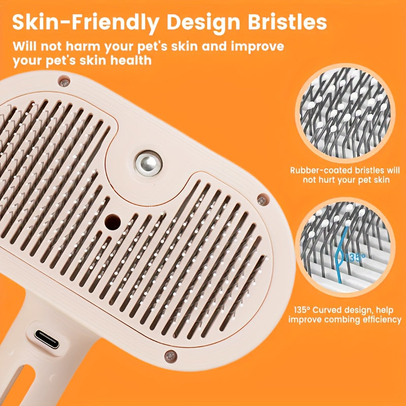 3-in-1 automatic cleaning steam pet brush - anti-static, suitable for long-haired and short-haired cats and dogs grooming tools, remove loose hair and reduce shedding - Image 5