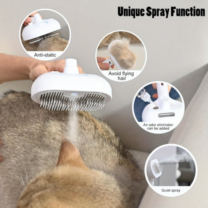 3-in-1 automatic cleaning steam pet brush - anti-static, suitable for long-haired and short-haired cats and dogs grooming tools, remove loose hair and reduce shedding - Image 7