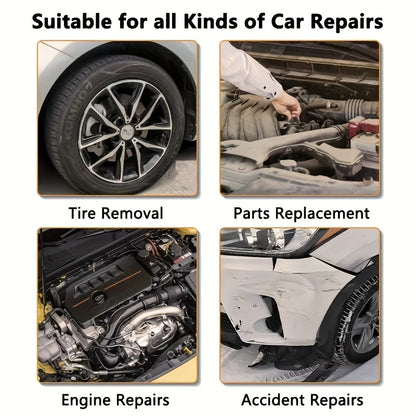 Basic automotive repair manual tool set, including a set of mechanical tools, including ratchet handle, extension pole, universal joint, slider, SAE and metric sockets, hex wrench, and plastic toolbox, excluding batteries. Uncharged manual tool set - Image 7