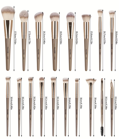 MAANGE 18-piece professional makeup brush set, including 18 makeup brushes + velvet cloth bag, soft brush hair makeup brushes, foundation brush, eye shadow brush, blending brush, concealer brush, eyeliner brush, skin-friendly powder puff set, travel porta - Image 2