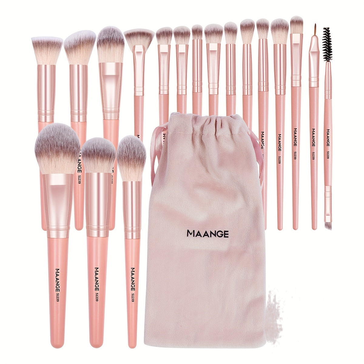 MAANGE 18-piece professional makeup brush set, including 18 makeup brushes + velvet cloth bag, soft brush hair makeup brushes, foundation brush, eye shadow brush, blending brush, concealer brush, eyeliner brush, skin-friendly powder puff set, travel porta - Image 4