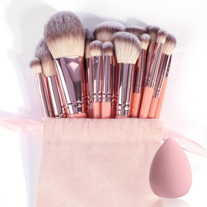 MAANGE 18-piece professional makeup brush set, including 18 makeup brushes + velvet cloth bag, soft brush hair makeup brushes, foundation brush, eye shadow brush, blending brush, concealer brush, eyeliner brush, skin-friendly powder puff set, travel porta - Image 6