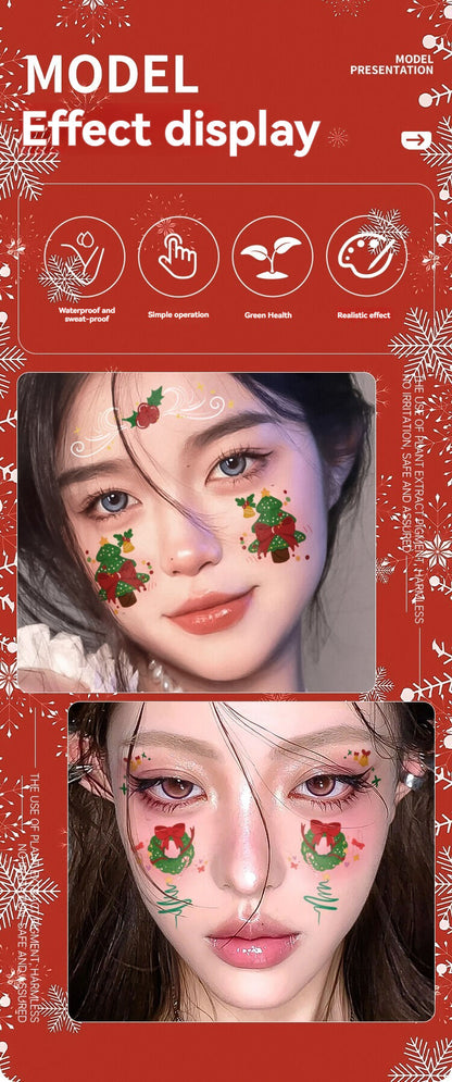 Christmas makeup face stickers, waterproof and sweat-proof face stickers, temporary makeup party stickers, embossed freckle stickers, cute face stickers 20 pieces