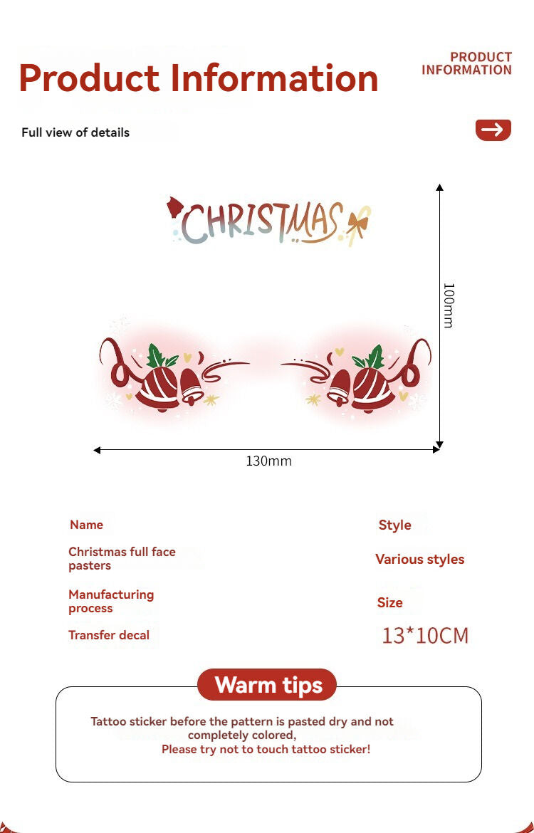 Christmas makeup face stickers, waterproof and sweat-proof face stickers, temporary makeup party stickers, embossed freckle stickers, cute face stickers 20 pieces - Image 4