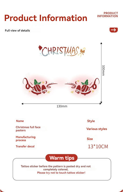 Christmas makeup face stickers, waterproof and sweat-proof face stickers, temporary makeup party stickers, embossed freckle stickers, cute face stickers 20 pieces - Image 4