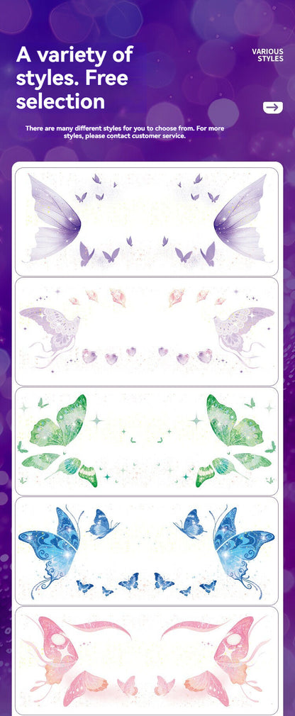 Shimmer butterfly face stickers Party decoration stickers can be peeled off Magic show party festival multi-color optional 10 pieces - Image 2