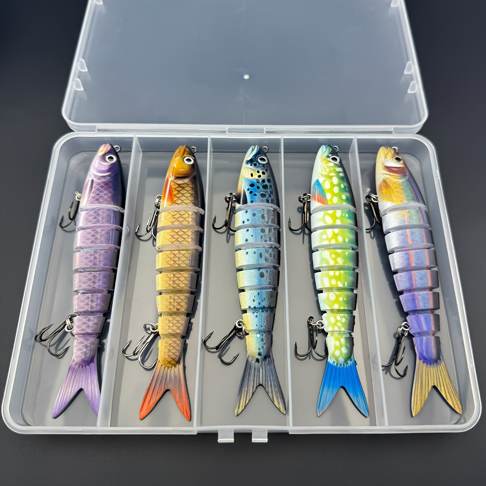 QQNAL5PCS Lure Beginner Set - 7-section sink bait suitable for both fresh and saltwater, stylish swimming style, long-distance casting without breaking the line, comes with a waterproof box, catch all species of bass, trout, and pike in one net. - Image 2