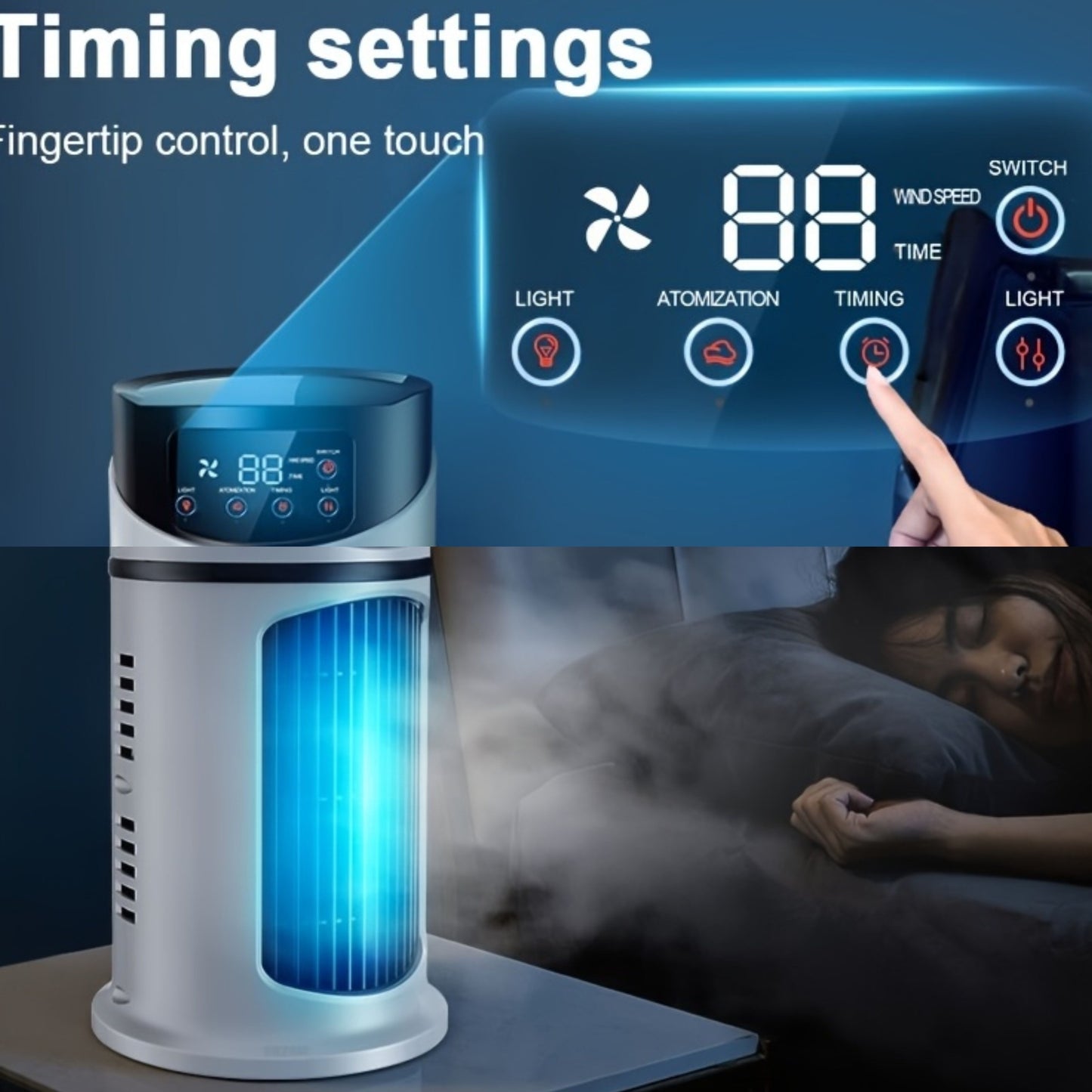 3-second cooling technology! 6-speed USB portable air conditioner humidifier - super silent 25 decibels, 6-hour timer for home / office / dormitory | instant cooling, holiday gift choice - Image 6