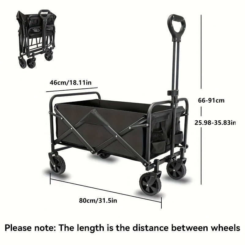 250KG Load Capacity 300L Large Capacity Heavy Duty Foldable Beach Car - All-Terrain Foldable Multi-Functional Handcart with Large Wheels, Side Pockets and Brakes - Durable Oxford Fabric and Stainless Steel Structure, Suitable for Camping, Garden, Sports a - Image 2