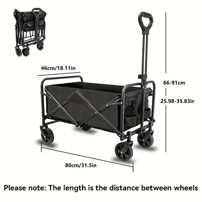 250KG Load Capacity 300L Large Capacity Heavy Duty Foldable Beach Car - All-Terrain Foldable Multi-Functional Handcart with Large Wheels, Side Pockets and Brakes - Durable Oxford Fabric and Stainless Steel Structure, Suitable for Camping, Garden, Sports a - Image 2