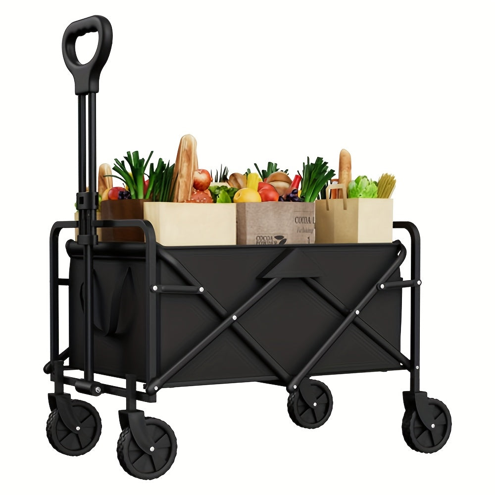 250KG Load Capacity 300L Large Capacity Heavy Duty Foldable Beach Car - All-Terrain Foldable Multi-Functional Handcart with Large Wheels, Side Pockets and Brakes - Durable Oxford Fabric and Stainless Steel Structure, Suitable for Camping, Garden, Sports a - Image 9