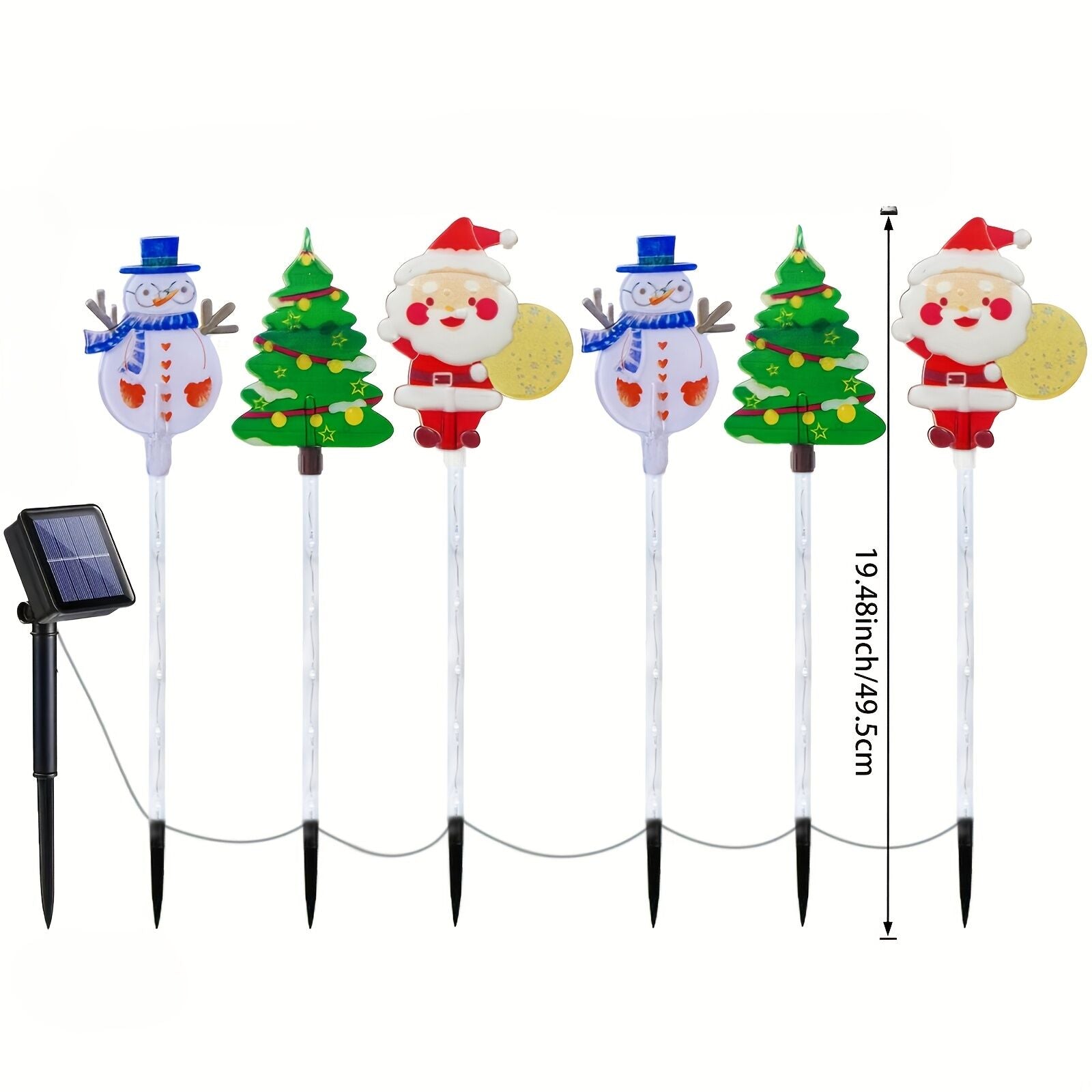6-piece solar outdoor/indoor Christmas light strip with automatic switch function - solar lawn decoration, including ground stand, suitable for garden, courtyard, home - energy-saving LED brightness, no wiring required, holiday lighting, windproof and wat - Image 4