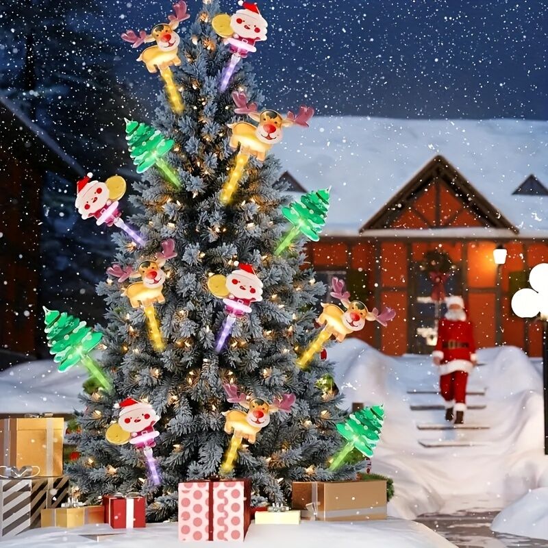 6-piece solar outdoor/indoor Christmas light strip with automatic switch function - solar lawn decoration, including ground stand, suitable for garden, courtyard, home - energy-saving LED brightness, no wiring required, holiday lighting, windproof and wat - Image 6
