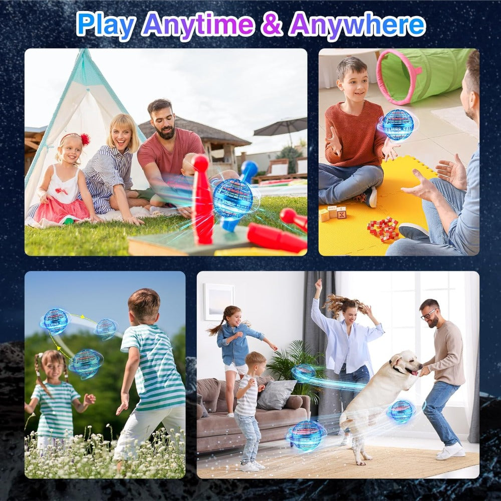 Flying Ball Toy – Hand-controlled Reaction Dart Rotating Drone with LED Lights, Floating Ball Finger Toy, Suitable for Children and Teenagers, Rechargeable Magic Ball, Indoor and Outdoor Play, Christmas and Birthday Gifts (Blue) - Image 6