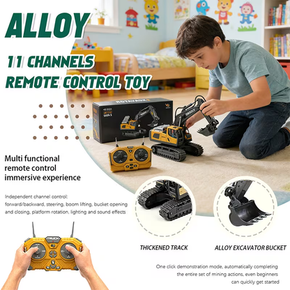 2.4G Remote Control Excavator Alloy Excavator Model Engineering Car Remote Control Car Boy Girl Unlimited Rotation - Larger 1/18 Scale Remote Control Excavator - Image 6