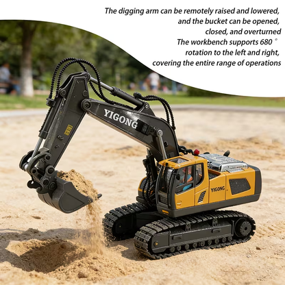 2.4G Remote Control Excavator Alloy Excavator Model Engineering Car Remote Control Car Boy Girl Unlimited Rotation - Larger 1/18 Scale Remote Control Excavator - Image 8
