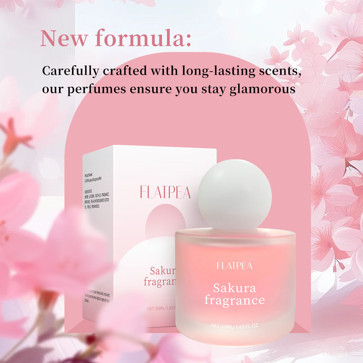 Hot-selling Cherry Blossom Women's Perfume Spray Natural Freshness Long-lasting Fragrance No Alcohol 50ml - Image 3