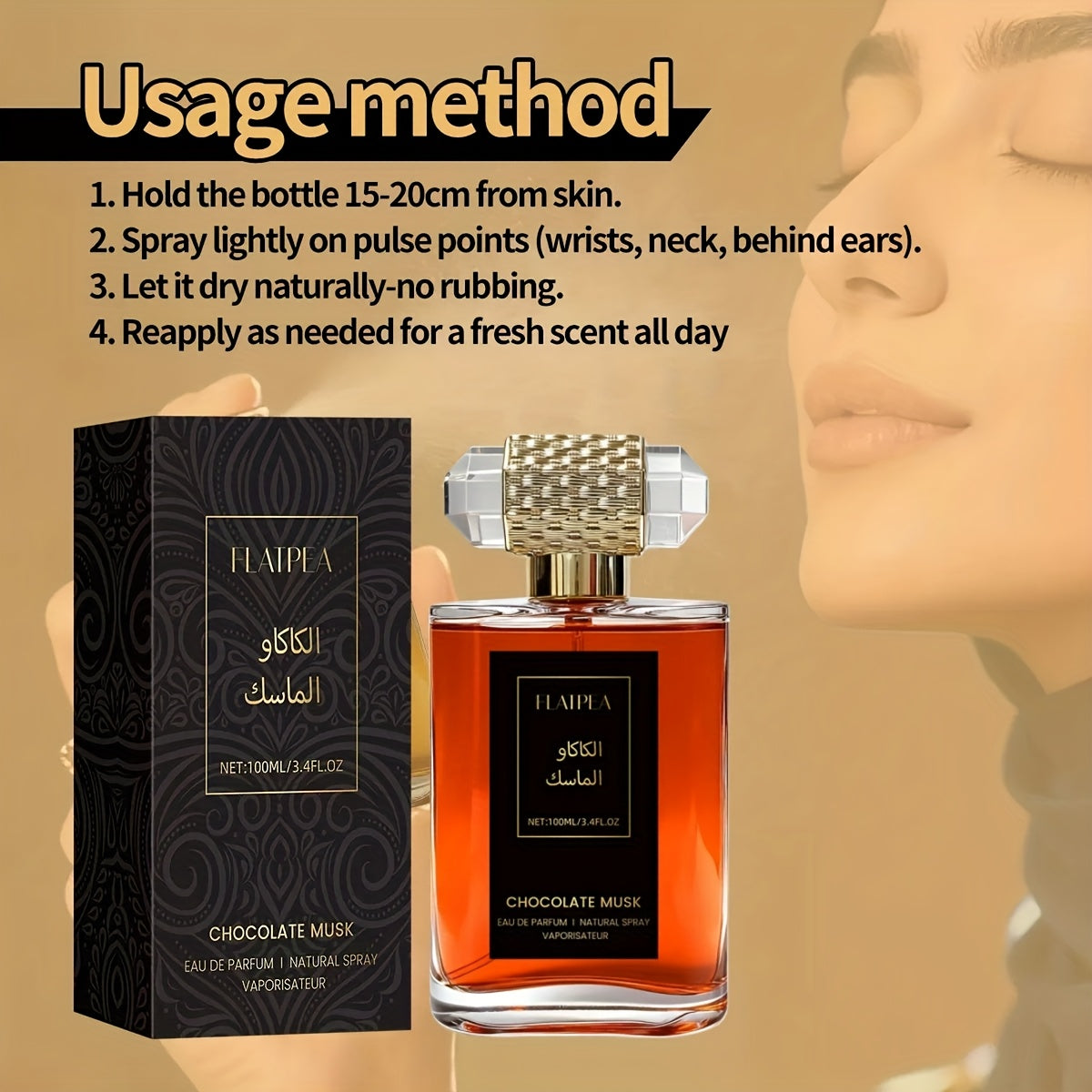 100ml women's perfume, chocolate, vanilla, musk, long-lasting sweet fragrance, women's fragrance spray, body/hair spray, alcohol-free, travel size, easy to carry, alcohol-free, suitable for daily/date/vacation/party, ideal gift for women/birthday gift/Chr - Image 2
