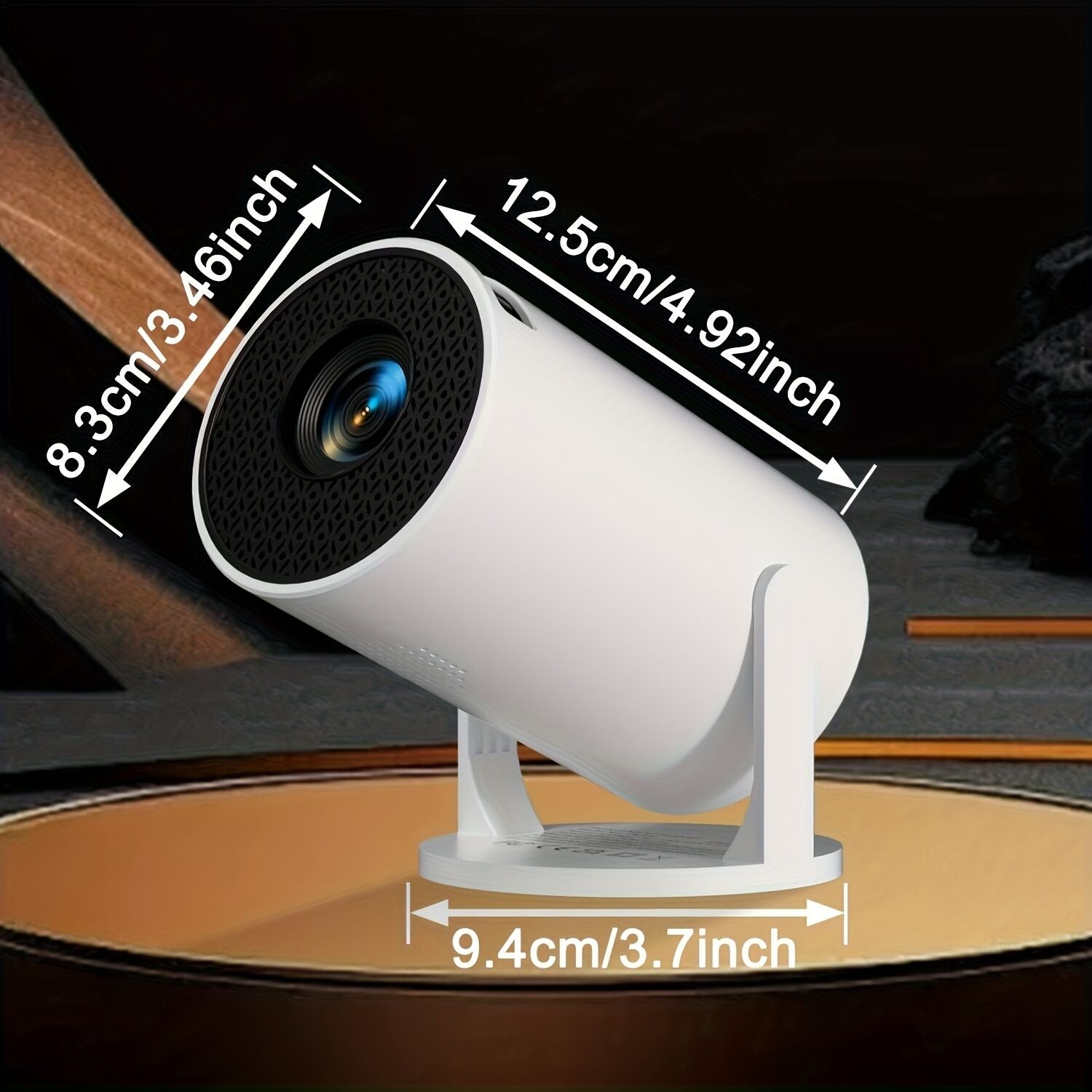 HY300 Pro mini portable projector, native 1280 * 720P support 4K / 350ANSI smart projector, with WiFi 6 BT 6.0, Screen adjustment, 180-degree rotation, home video projector with Android 11. 0 operating system built-in - Image 2