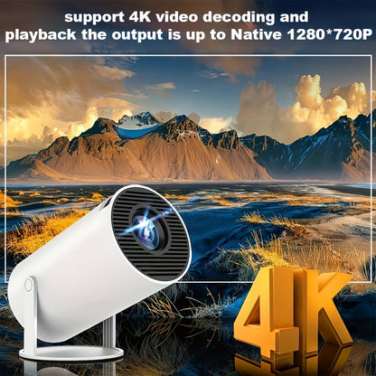 HY300 Pro mini portable projector, native 1280 * 720P support 4K / 350ANSI smart projector, with WiFi 6 BT 6.0, Screen adjustment, 180-degree rotation, home video projector with Android 11. 0 operating system built-in - Image 4
