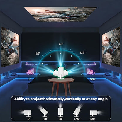 HY300 Pro mini portable projector, native 1280 * 720P support 4K / 350ANSI smart projector, with WiFi 6 BT 6.0, Screen adjustment, 180-degree rotation, home video projector with Android 11. 0 operating system built-in - Image 6