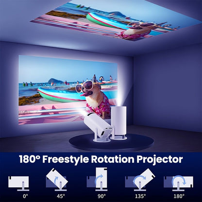 HY300 Pro mini portable projector, native 1280 * 720P support 4K / 350ANSI smart projector, with WiFi 6 BT 6.0, Screen adjustment, 180-degree rotation, home video projector with Android 11. 0 operating system built-in - Image 7
