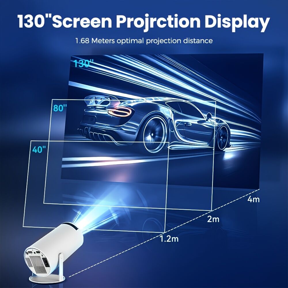HY300 Pro mini portable projector, native 1280 * 720P support 4K / 350ANSI smart projector, with WiFi 6 BT 6.0, Screen adjustment, 180-degree rotation, home video projector with Android 11. 0 operating system built-in - Image 8