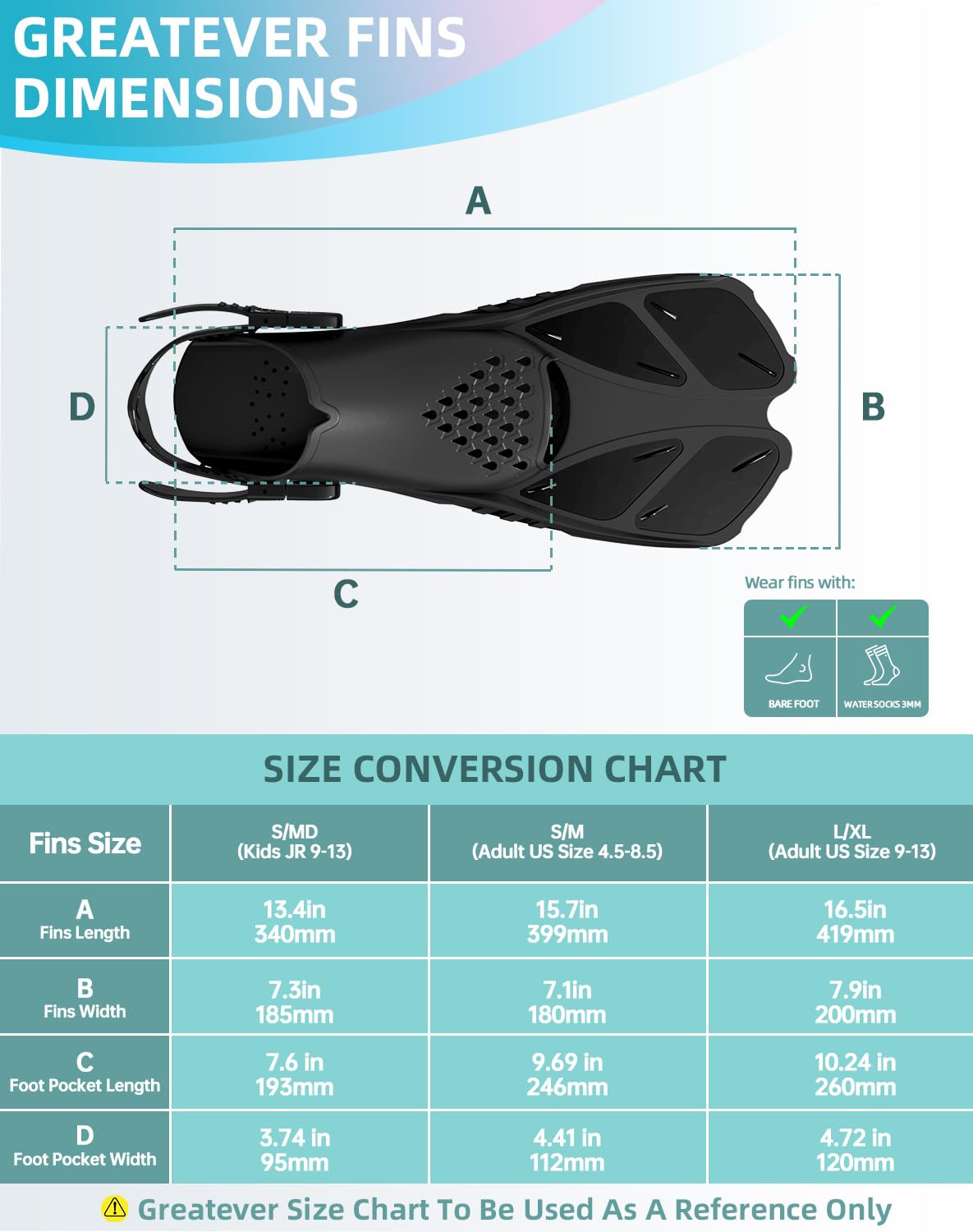 Gray Adjustable Open Heel Snorkel Fins, Travel-Size Short Swim Flippers for Snorkeling, Diving & Swimming, Adult Men & Women（L/XL） - Image 6