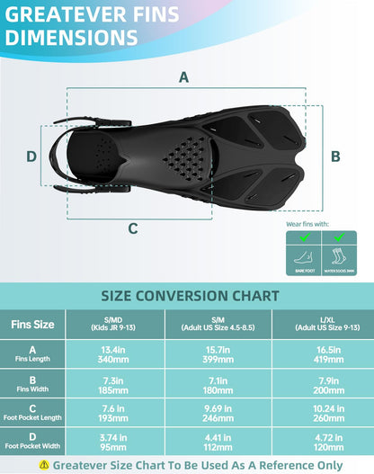 Gray Adjustable Open Heel Snorkel Fins, Travel-Size Short Swim Flippers for Snorkeling, Diving & Swimming, Adult Men & Women（L/XL） - Image 6