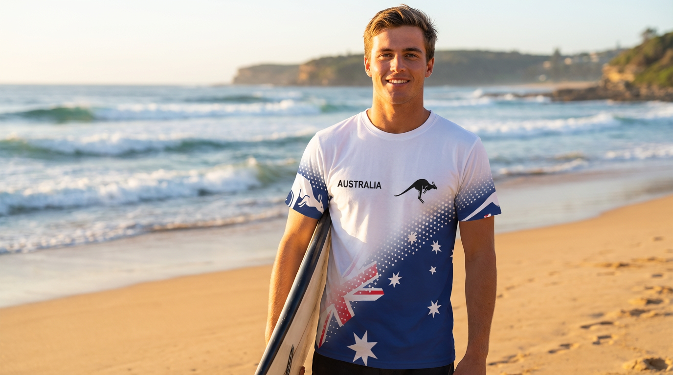 Australian Flag Kangaroo Print Unisex O-Neck Short Sleeve T-Shirt Summer Breathable Cotton Blend Streetwear Top（XL）| Other styles Available in Store - Image 2