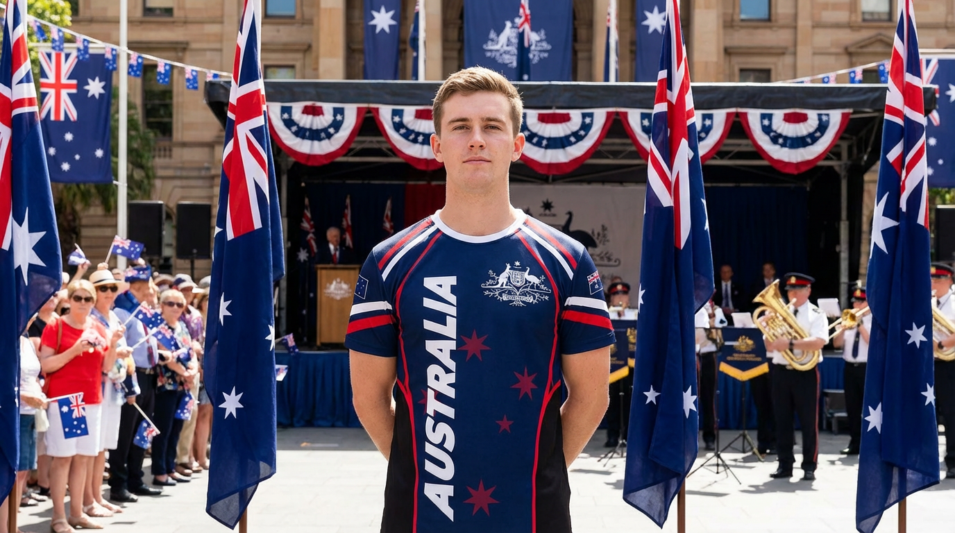 Australian National Emblem & Flag Print Unisex O-Neck Short Sleeve T-Shirt Summer Breathable Cotton-Blend Streetwear Top（S）| Other styles Available in Store - Image 2
