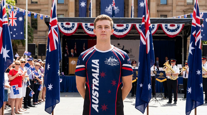 Australian National Emblem & Flag Print Unisex O-Neck Short Sleeve T-Shirt Summer Breathable Cotton-Blend Streetwear Top（XL）| Other styles Available in Store - Image 2