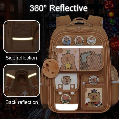 Cute Capybara Backpack with Chic Case and More Pins Ita Bag Cartoon Laptop Travel Utility Funny Going Out Casual Bag(Khaki) - Image 4