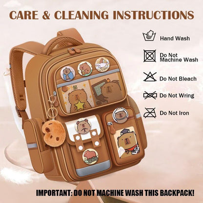 Cute Capybara Backpack with Chic Case and More Pins Ita Bag Cartoon Laptop Travel Utility Funny Going Out Casual Bag(Khaki) - Image 5
