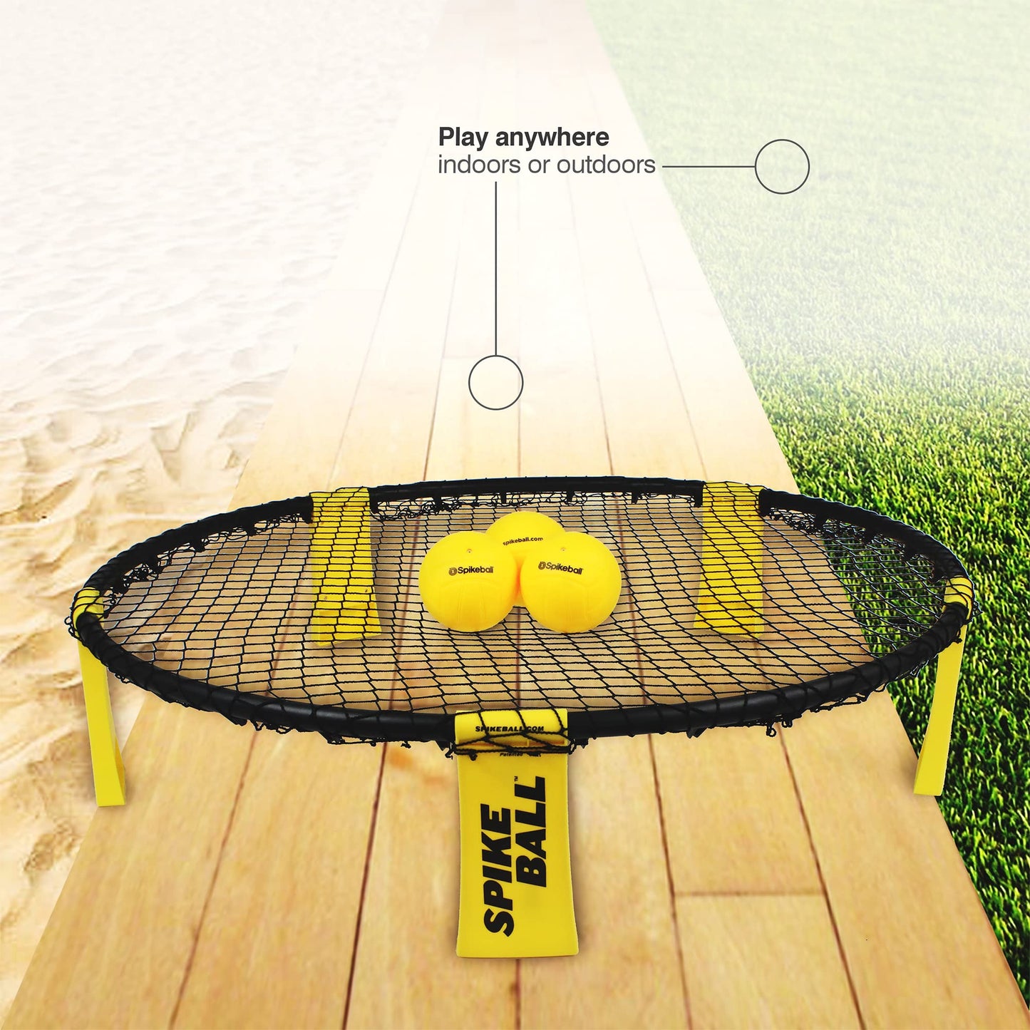 W3 Ball Original Roundnet Game Set, 4-Player Outdoor Volleyball with 3 Balls, Net & Bag for Lawn, Sand & Indoors - Image 4