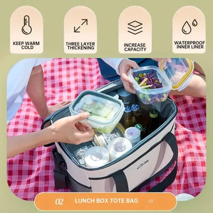 Beige Insulated Picnic Cooler Bag: Portable Waterproof Ice Bag for Outdoor Camping, Picnics & Home Use（17L） - Image 5