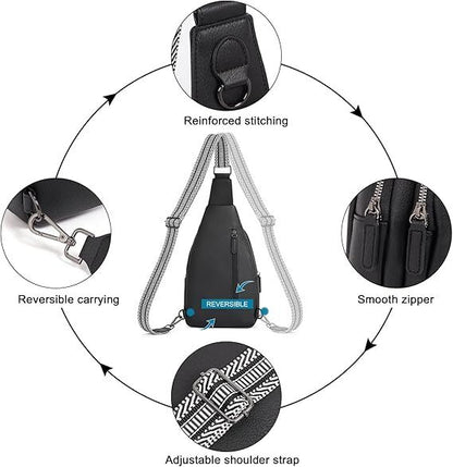 Black Faux Leather Sling Bag: Unisex, Spacious, Reversible Crossbody for Aussies - Image 5