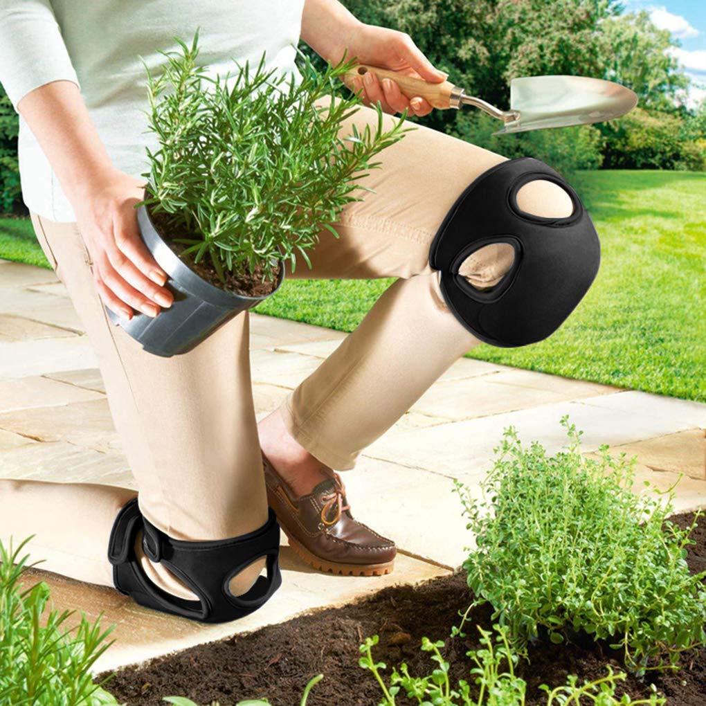 Black Gardening Knee Pads (2-Pack): Ultra-Thick Memory Foam, Adjustable Straps – Ideal for Gardening, Cleaning, Flooring & Work - Image 2
