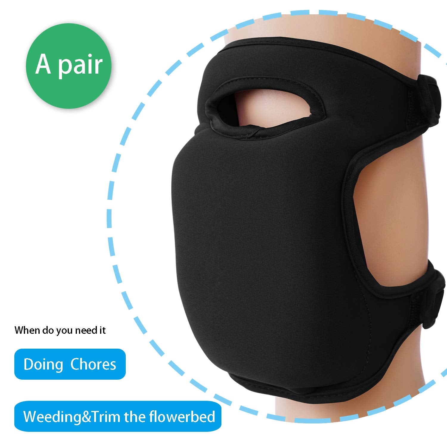 Black Gardening Knee Pads (2-Pack): Ultra-Thick Memory Foam, Adjustable Straps – Ideal for Gardening, Cleaning, Flooring & Work - Image 3