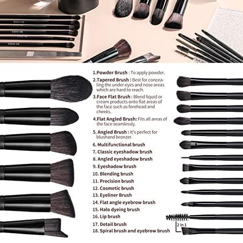 Black Professional Makeup Brush Set (18-Piece): Cruelty-Free, Versatile for Foundation, Blush & Eyeshadow, Ideal for Aussies - Image 2