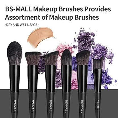 Black Professional Makeup Brush Set (18-Piece): Cruelty-Free, Versatile for Foundation, Blush & Eyeshadow, Ideal for Aussies - Image 3