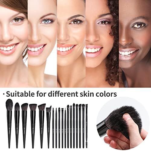 Black Professional Makeup Brush Set (18-Piece): Cruelty-Free, Versatile for Foundation, Blush & Eyeshadow, Ideal for Aussies - Image 4