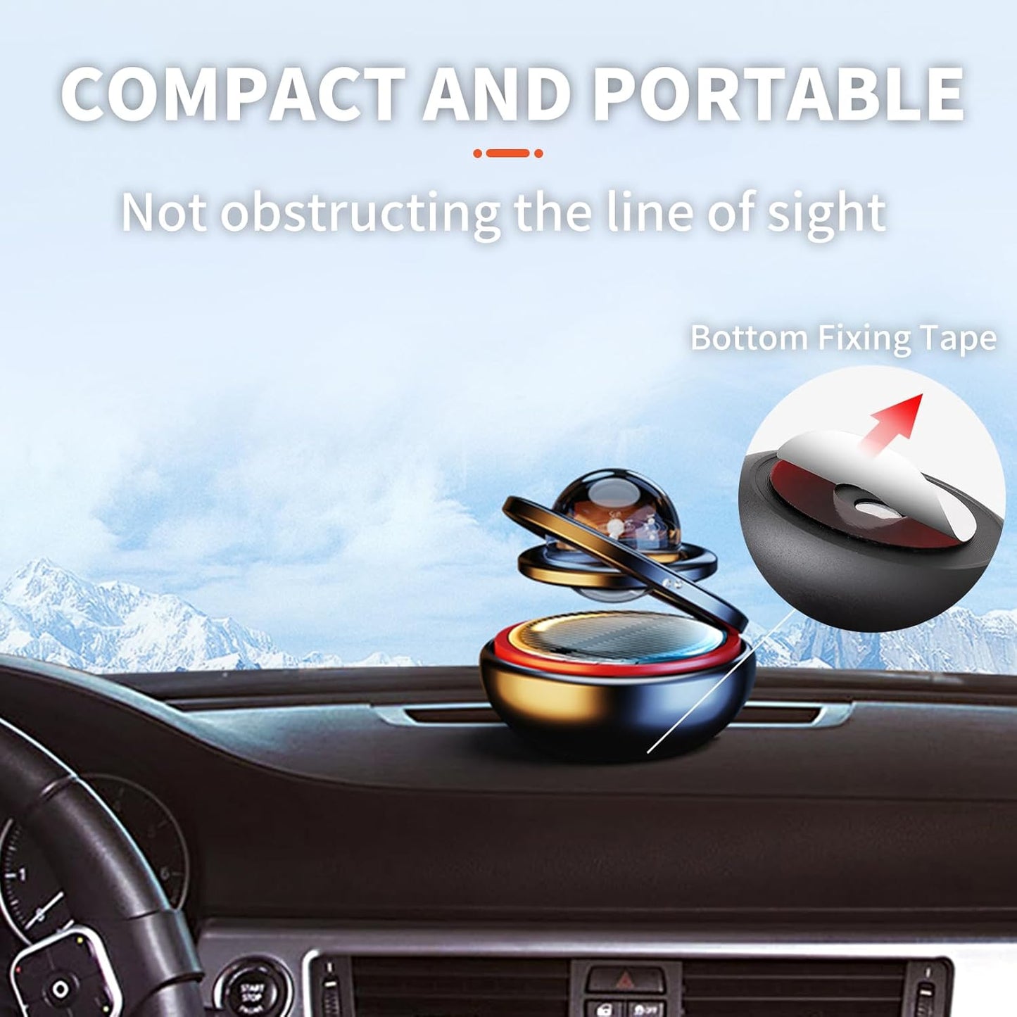 Black Solar-Powered Rotating Car Air Freshener: Space-Themed Dashboard Decor with Ocean Scent & 16 Cologne Pads - Image 5