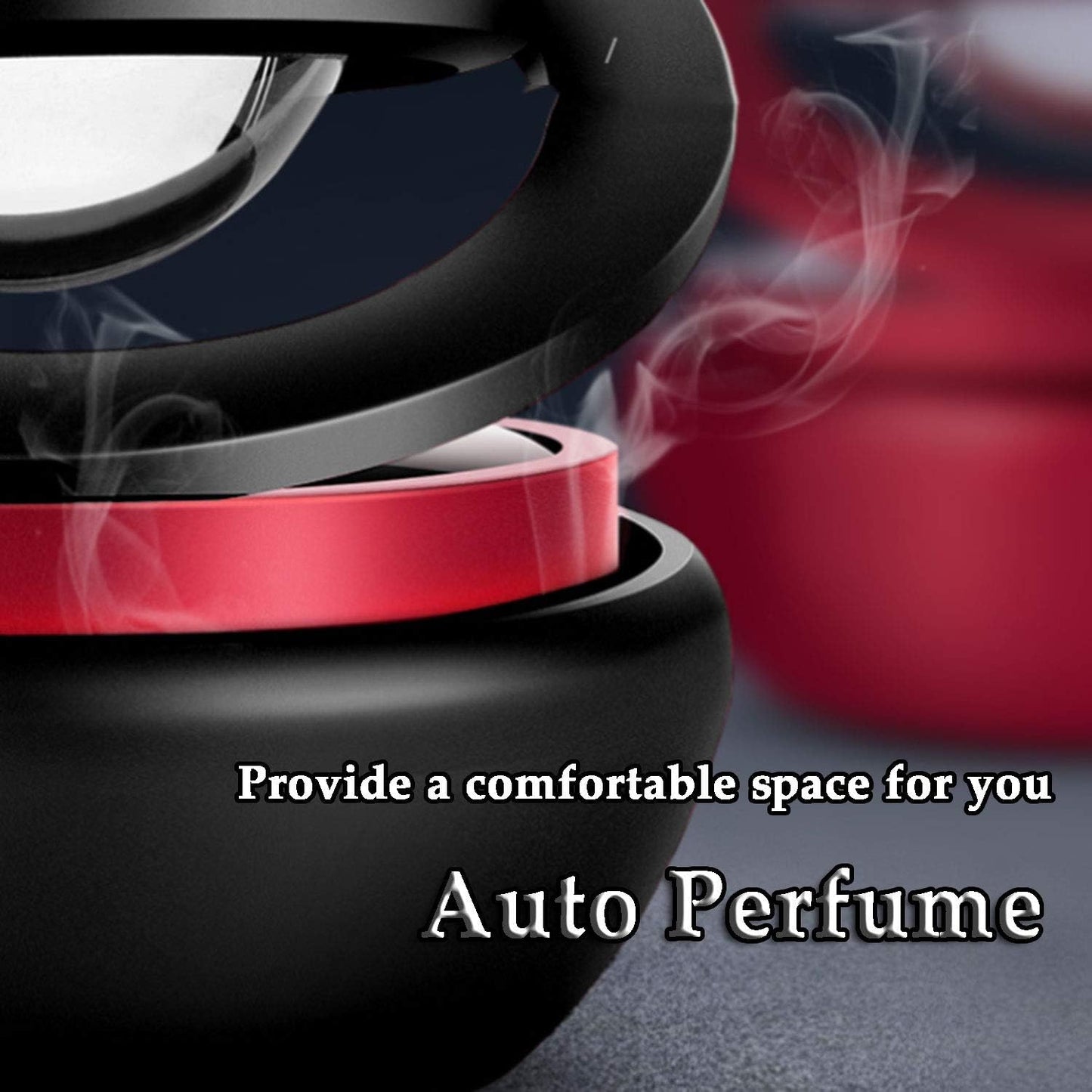 Black Solar-Powered Rotating Car Air Freshener: Space-Themed Dashboard Decor with Ocean Scent & 16 Cologne Pads - Image 6