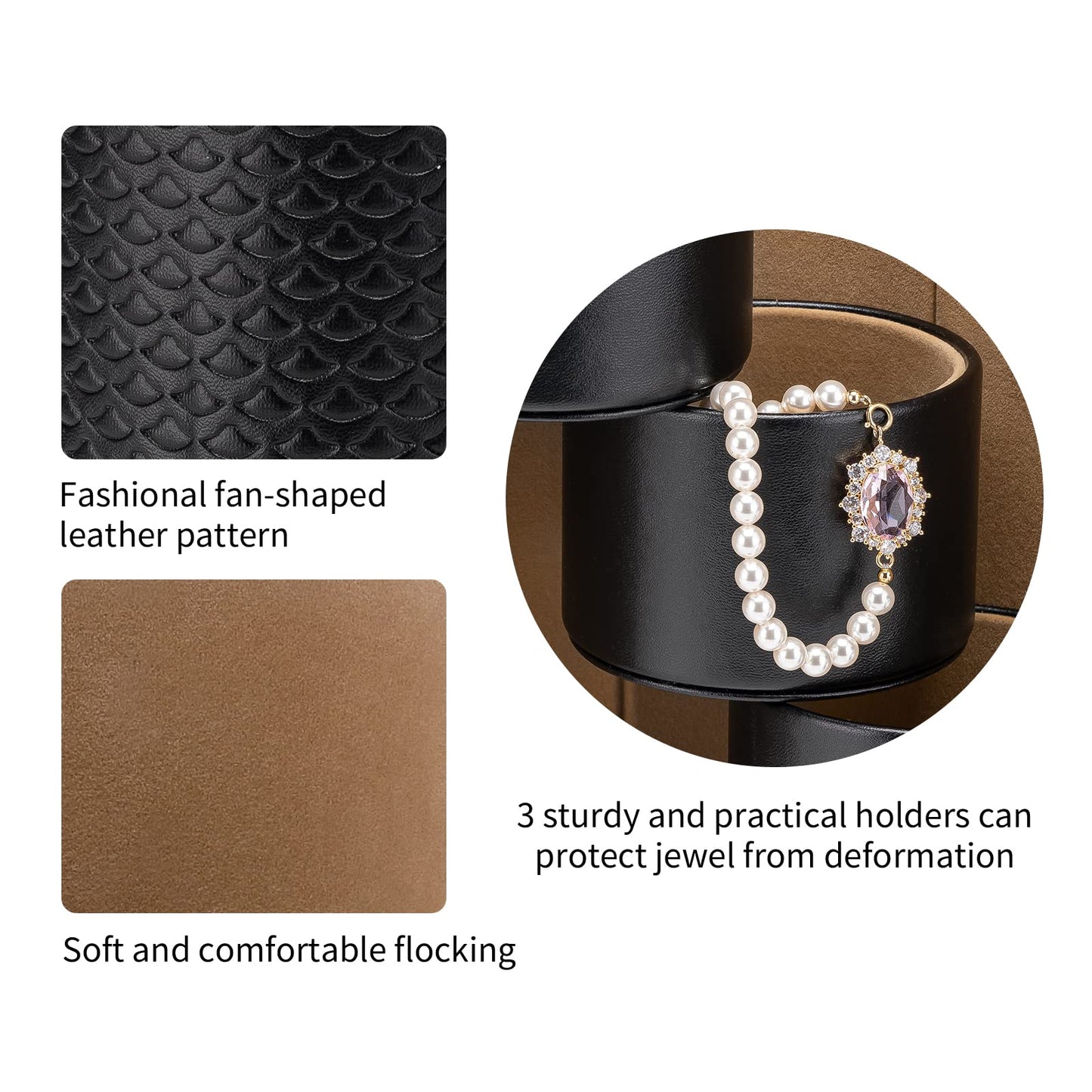 Black Travel Jewelry Case: 3-Layer PU Cylinder Organizer for Necklaces, Earrings, Gifts for Travelers & Jewelry Lovers - Image 3