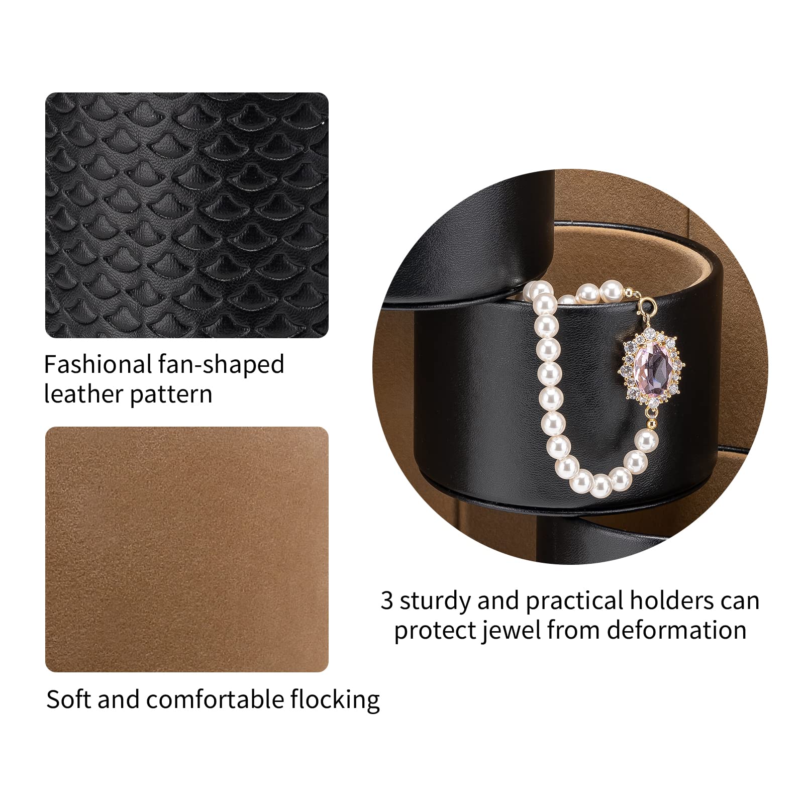 Black Travel Jewelry Case: 3-Layer PU Cylinder Organizer for Necklaces, Earrings, Gifts for Travelers & Jewelry Lovers - Image 3